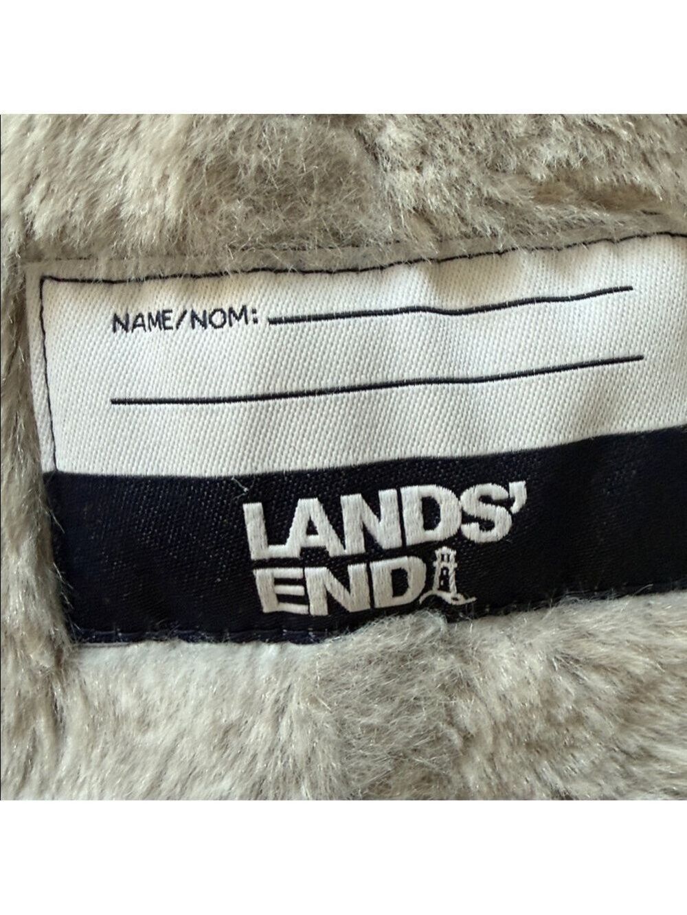 Lands' End Floral Long Winter Parka Hooded Coat Faux Fur Lining Sz Large 10-12 - Picture 11 of 14